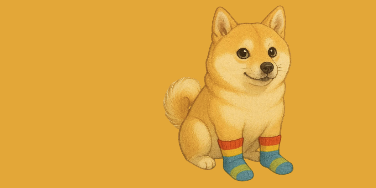 Sock Inu Crypto Meme Coin Dog Wearing Socks Header Image